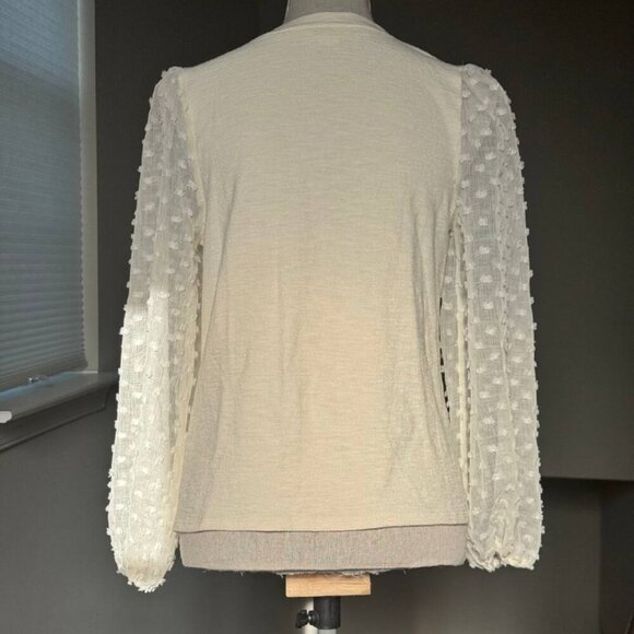 NWT! ANTHROPOLOGIE Maeve Stunning Ivory Top with Sheer Sleeves - Size XS - Picture 6 of 7